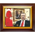 Erdoğan Duvar Saati Dikdörtgen 46x37 cm - Atatürk Detaylı - Siyasetin Tek Limanı Ahlaktır Yazılı AKPDSD51TESY