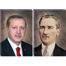 Atatürk Tablosu Kanvas - Erdoğan ve Atatürk Makam Odası İkili Set RSKTR27R2D Atatürk Tablosu Kanvas - Erdoğan ve Atatürk Makam Odası İkili Set RSKTR27R2D