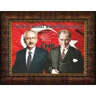 Kemal Kılıçdaroğlu ve Atatürk Yan Yana Tablosu Çerçeveli - Türkiye Rahat Bir Nefes Alacak Yazılı CHPCR02KAY
