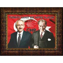 Kemal Kılıçdaroğlu ve Atatürk Yan Yana Tablosu Çerçeveli - Türkiye Rahat Bir Nefes Alacak Yazılı CHPCR02KAY Kemal Kılıçdaroğlu ve Atatürk Yan Yana Tablosu Çerçeveli - Türkiye Rahat Bir Nefes Alacak Yazılı CHPCR02KAY