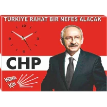 Kemal Kılıçdaroğlu Resimli Saatli Kanvas Tablo - Türkiye Rahat Bir Nefes Alacak Yazılı CHPDST01KKY