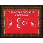 Mhp Resim Türkiye Bölünemez Yazılı Türkiye Haritası Üzerine Bozkurt, Tuğra, Yıldızlı Üç Hilal Resmi Çerçeveli Mhpcr13utsy