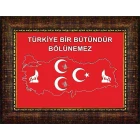 Bozkurt, Tuğra, Yıldızlı Üç Hilal Tablosu Çerçeveli - Türkiye Haritası Üzerine, Türkiye Bölünemez Yazılı MHPCR13UTSY