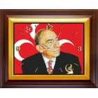 Alparslan Türkeş Resimli Duvar Saati Dikdörtgen 46x37cm MHPDSD04ATY