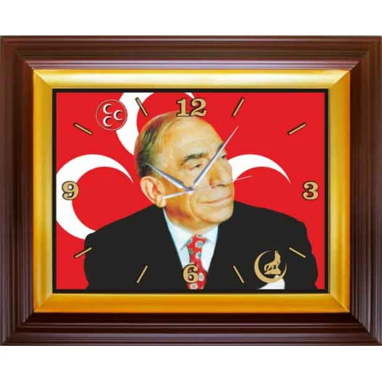 Alparslan Türkeş Resimli Duvar Saati Dikdörtgen 46x37cm MHPDSD04ATY Alparslan Türkeş Resimli Duvar Saati Dikdörtgen 46x37cm MHPDSD04ATY