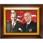 Devlet Bahçeli ve Atatürk Yan Yana Resimli Duvar Saati Dikdörtgen 46x37cm MHPDSD02BAY