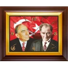 Alparslan Türkeş ve Atatürk Yan Yana Resimli Duvar Saati Dikdörtgen 46x37cm MHPDSD05TAY