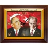 Alparslan Türkeş ve Atatürk Yan Yana Resimli Duvar Saati Dikdörtgen 46x37cm MHPDSD05TAY