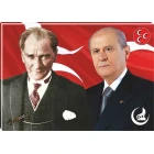 Devlet Bahçeli ve Atatürk Yan Yana Tablosu Kanvas MHPTR02BAY