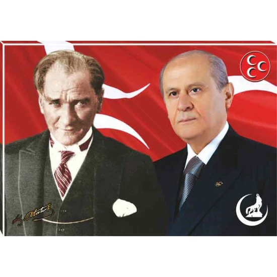 Devlet Bahçeli ve Atatürk Yan Yana Tablosu Kanvas MHPTR02BAY Devlet Bahçeli ve Atatürk Yan Yana Tablosu Kanvas MHPTR02BAY