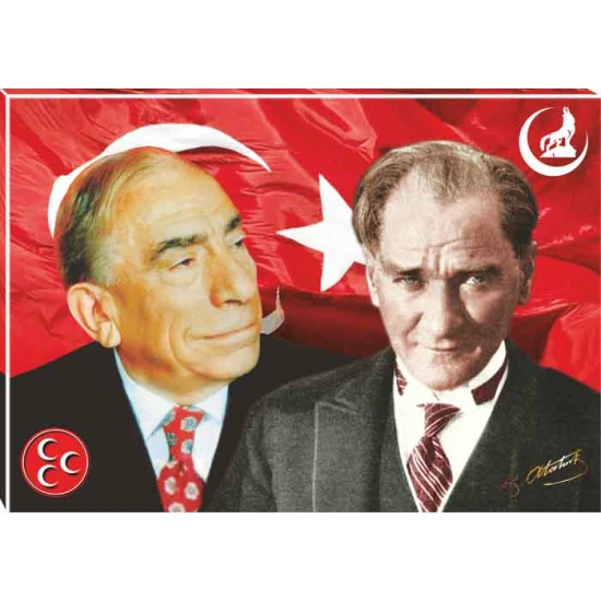 Alparslan Türkeş ve Atatürk Yan Yana Tablosu Kanvas MHPTR05TAY