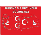Mhp Tablo Türkiye Bölünemez Yazılı Türkiye Haritası Üzerine Bozkurt, Tuğra, Yıldızlı Üç Hilal Tablosu Kanvas Mhptr13utsy