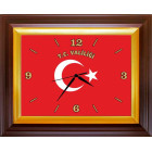 Kurumsal Dikdörtgen Duvar Saati T.C. VALİLİĞİ Yazılı Türk Bayrağı Resimli Valilik Saati 46x37cm Rskdsd01vly