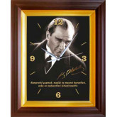 Atasöz Dikdörtgen Duvar Saati Atatürk'ün Kooperatif İle İlgili Sözü Yazılı ve Atatürk Resimli Saat 37x46cm Rskdsd14kpd