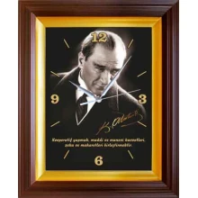 Atatürk Duvar Saati Dikdörtgen 37x46 cm - Kooperatif ile İlgili Sözü Yazılı ATSDSD01DKP