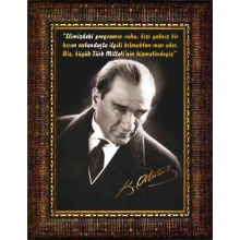 Atatürk Tablosu Çerçeveli - Hizmet İle İlgili Sözü Yazılı ATSCR01DTH
