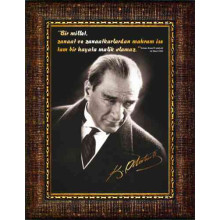 Atasöz Resim Atatürk'ün Sanatkar İle İlgili Sözü Yazılı Atatürk Resmi Çerçeveli Fiscrus01d
