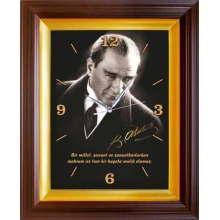 Atatürk Duvar Saati Dikdörtgen 37x46 cm - Sanatkar ile İlgili Sözü Yazılı ATSDSD01DUS