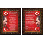 Anı Resim İstiklal Marşı ve Gençliğe Hitabe Resmi Çerçeveli İkili Set Anicr24r2d