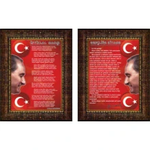 İstiklal Marşı ve Gençliğe Hitabe Tablosu Çerçeveli - İkili Set ANICR24R2D