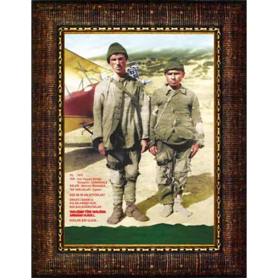 Çanakkale Savaşı Çocukları Tablosu Çerçeveli - 1915 Yılı 1nci Tayyare Bölüğü ANICR02CCD
