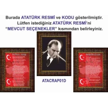 İstiklal Marşı ve Gençliğe Hitabe ve Atatürk Tablosu Çerçeveli - Üçlü Set ANICR42R3DY