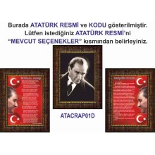 İstiklal Marşı ve Gençliğe Hitabe ve Atatürk Tablosu Çerçeveli - Üçlü Set ANICR44R3DY