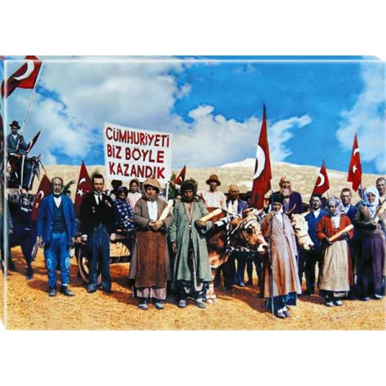Cumhuriyeti Biz Böyle Kazandık Tablosu Kanvas - 29 Ekim 1933 Uşak Cumhuriyet Bayramı ANITR03CUY