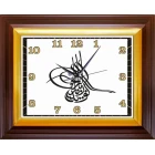 Osmanlı Tuğralı Resimli Duvar Saati Dikdörtgen 46x37cm ANIDSD05OTY