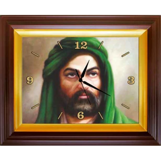 Hz. Ali Resimli Duvar Saati Dikdörtgen 46x37cm ANIDSD06HAY