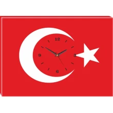 Türk Bayrağı Tablosu Saatli Kanvas Tablo Duvar Saati ANIDST01BRY