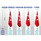 Makam Bayrağı - Krom ve Pirinç Direkli Büyük Türk Bayrağı 150x100cm / Direk 230 cm RSKKDB01TR
