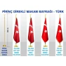 Makam Bayrağı - Krom ve Pirinç Direkli Büyük Türk Bayrağı 150x100cm / Direk 230 cm RSKKDB01TR