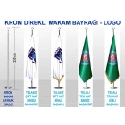 Makam Bayrağı - Krom ve Pirinç Direkli Büyük Logolu Bayrak 150x100 cm / Direk 230 cm RSKKDB02LG