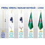 Makam Bayrağı - Krom ve Pirinç Direkli Büyük Logolu Bayrak 150x100 cm / Direk 230 cm RSKKDB02LG