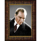 Atatürk Tablosu Çerçeveli - Gri Fonda Kızgın Bakan Mustafa Kemal Portresi ATACRAP01D2