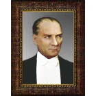 Atatürk Tablosu Çerçeveli - Papyonlu Mustafa Kemal Portresi ATACRAP04D