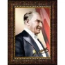 Atatürk Tablosu Çerçeveli - Papyonlu Mustafa Kemal Yandan Profil Portresi Bayraklı ATACRAP06D