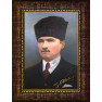 Atatürk Tablosu Kalpaklı Çerçeveli - Ressam Çizimi Mustafa Kemal Portresi ATACRAP09D2