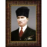 Atatürk Tablosu Kalpaklı Çerçeveli - Gri Fonda Mustafa Kemal Portresi ATACRAP09D1
