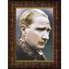 Atatürk Tablosu Çerçeveli - Sarışın Mustafa Kemal Yandan Profil Portresi ATACRAP11D