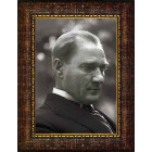 Atatürk Tablosu Çerçeveli - Doğal Siyah/Beyaz Mustafa Kemal Yandan Profil Portresi ATACRAP12D