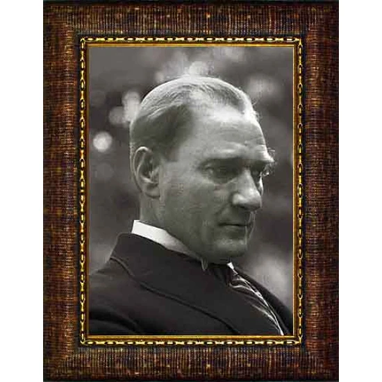 Atatürk Tablosu Çerçeveli - Doğal Mustafa Kemal Portresi Yandan Profil Siyah/Beyaz ATACRAP12D Atatürk Tablosu Çerçeveli - Doğal Mustafa Kemal Portresi Yandan Profil Siyah/Beyaz ATACRAP12D