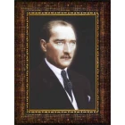 Atatürk Tablosu Çerçeveli - Siyah Fonda Mustafa Kemal Portresi ATACRAP13D