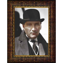 Atatürk Tablosu Çerçeveli - Melon Şapkalı Mustafa Kemal Portresi ATACRAP16D
