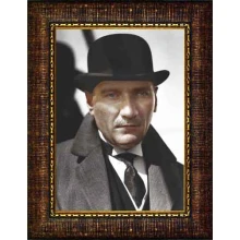 Atatürk Tablosu Çerçeveli - Melon Şapkalı Mustafa Kemal Portresi ATACRAP16D Atatürk Tablosu Çerçeveli - Melon Şapkalı Mustafa Kemal Portresi ATACRAP16D