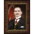 Atatürk Tablosu Çerçeveli - Filinta Mustafa Kemal Portresi Bayraklı ATACRAP25D