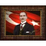 Atatürk Tablosu Çerçeveli - Filinta Mustafa Kemal Portresi Bayraklı Yatay Tasarım ATACRAP26Y Atatürk Tablosu Çerçeveli - Filinta Mustafa Kemal Portresi Bayraklı Yatay Tasarım ATACRAP26Y