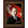 Atatürk Tablosu Çerçeveli - Jön Mustafa Kemal Portresi Bayraklı ATACRAP27D
