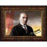 Atatürk Tablosu Çerçeveli - Jön Mustafa Kemal Portresi Bayraklı Yatay Tasarım ATACRAP28Y Atatürk Tablosu Çerçeveli - Jön Mustafa Kemal Portresi Bayraklı Yatay Tasarım ATACRAP28Y